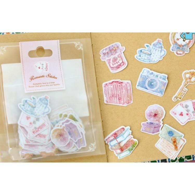 2 Bags Romantic Small Stickers Hand Painted Watercolor Paper Hand Account Decorative Sticker Pack (Life Things)