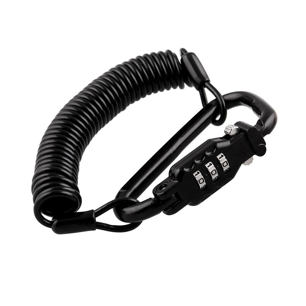 MB-HL019-BK Motorcycle Helmet Lock with 3-digit Combination Password and Retractable Cable (Black)