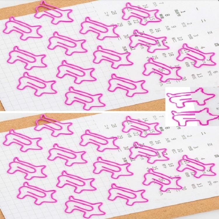 30 PCS Pink Piggy Paper Clips Student Paper Clip Office Storage Folder