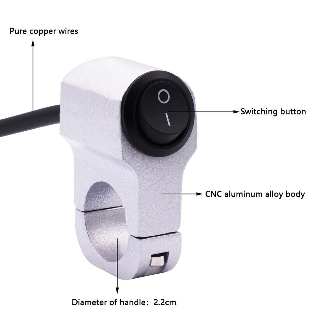 Motorcycle Headlight Auxiliary Light Aluminum Alloy Switches with Lock