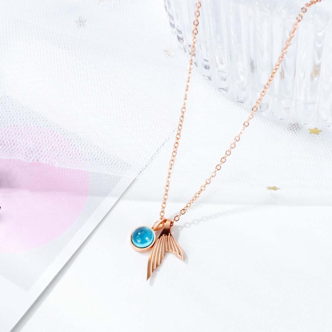 OPK 1646 Crystal Fishtail Pendant Clavicle Chain Ladies Necklace