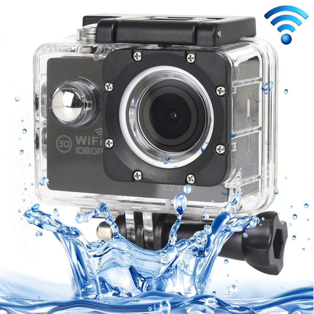 H16 1080P Portable WiFi Waterproof Sport Camera, 2.0 inch Screen,  Generalplus 4248, 170 A+ Degrees Wide Angle Lens, Support TF Card (Black)