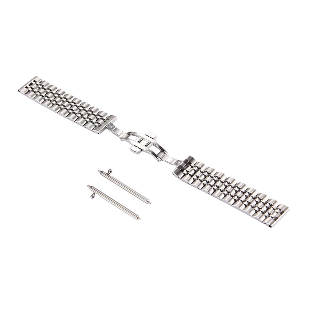 For Samsung Gear S3 Classic Smart Watch Hidden Butterfly Buckle 7 Beads Stainless Steel Watchband (Silver)