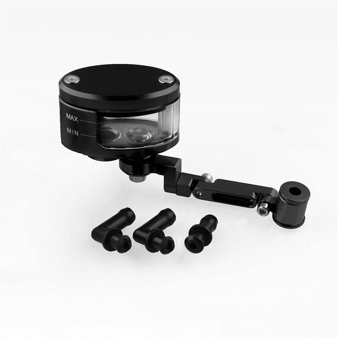 Modified Motorcycle Front Brake Fluid Reservoir Tank Oil Cup + Holder (Black)