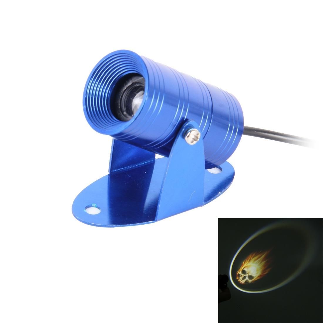 Motor LED Projection Light With Flame Skull LOGO DC 9-18V, Cable Length: 90cm