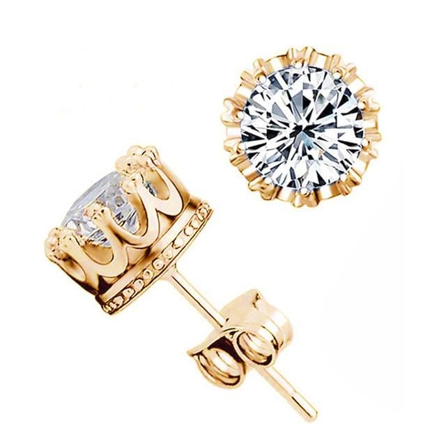 Women Crown Earrings Crystal Jewelry Double Stud Earrings (Style3)