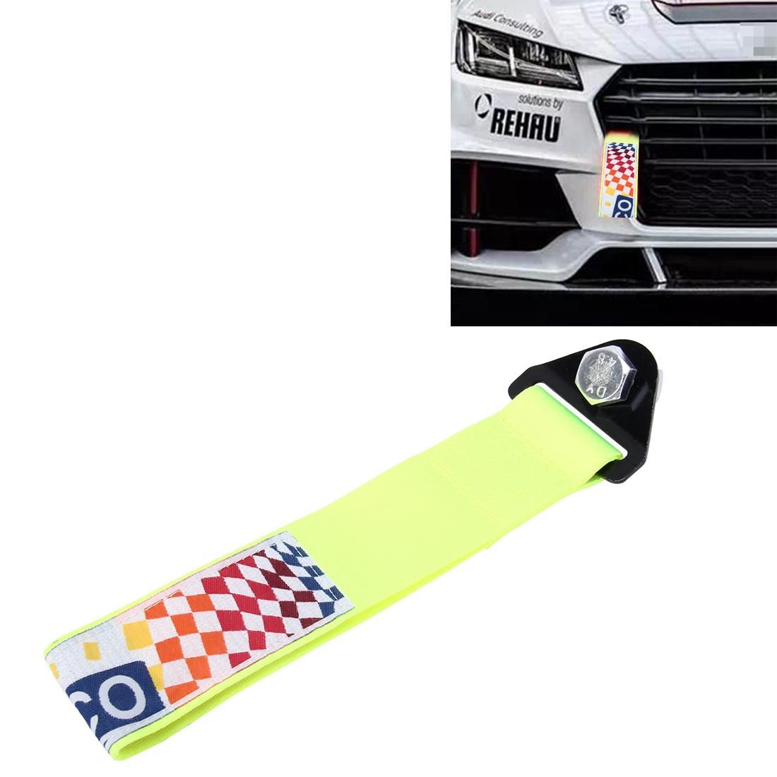 Sparco Universal Front Rear Racing Car Tow Towing Strap Bumper Hook Up To 10000 LBS (Fluorescent Green Light)