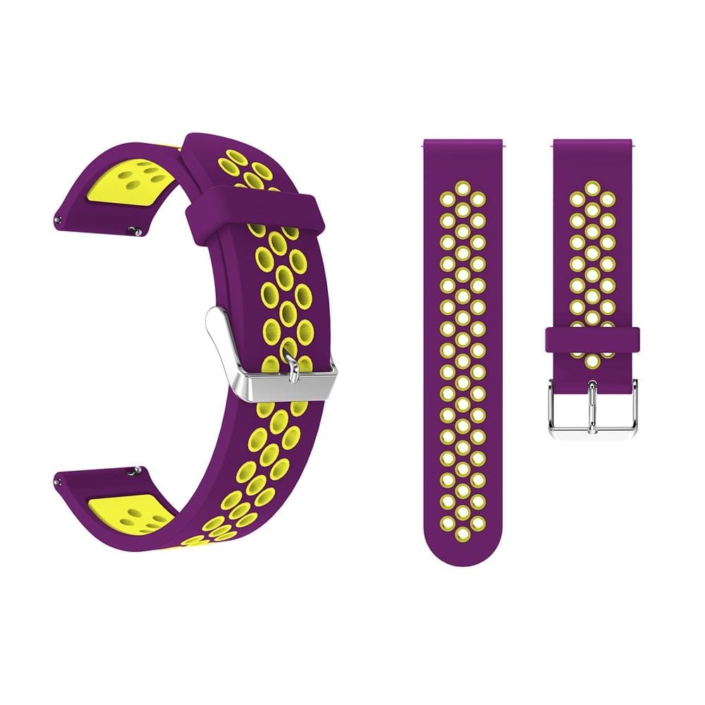 Metal Buckle Two-color Round Hole Silicone Wrist Strap Watch Band for Galaxy Watch Active 20mm (Style15)