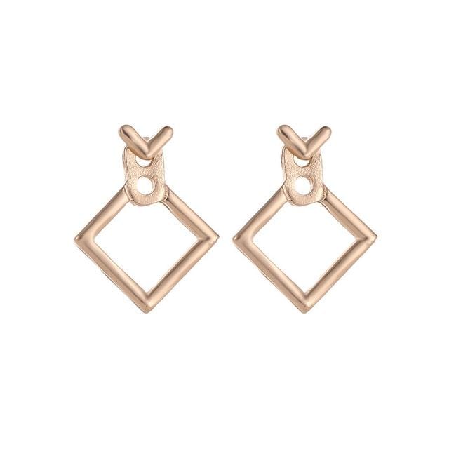 Simple Metal Triangle Square Girl Earing Jewelry Accessories (Square Gold)