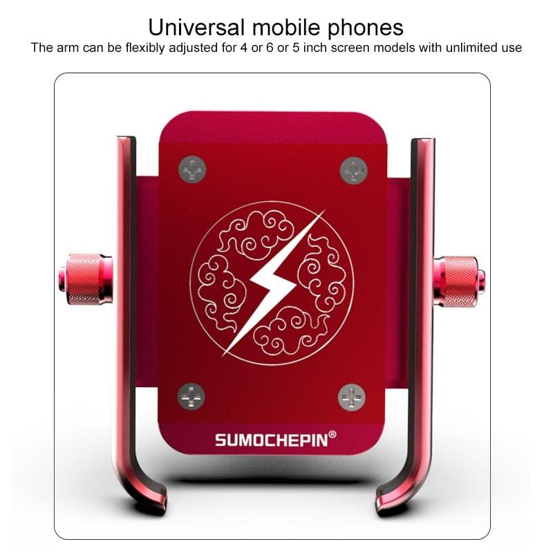 Motorcycle Aluminum Alloy Mobile Phone Bracket with Hook, Suitable for 4-6.5 inch Phones (Black)