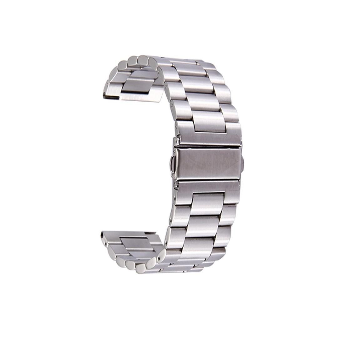 For Samsung Gear S3 Classic Smart Watch Butterfly Buckle 3 Beads Stainless Steel Watchband (Silver)