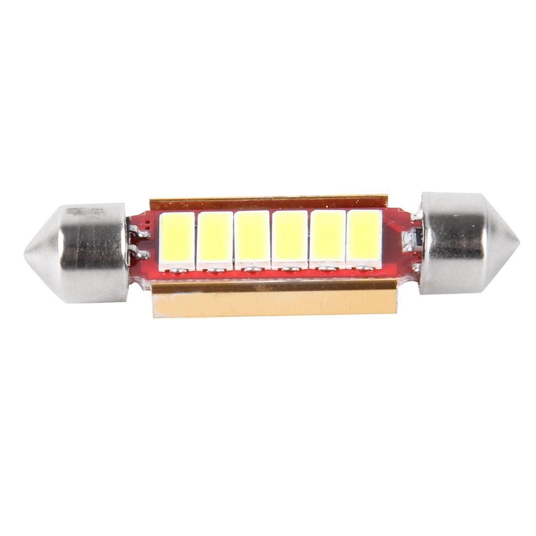 2 PCS DC 12V 3W 44MM 5730 Bicuspid Port Decoding Car Dome Lamp LED Reading Light with 7 LED Lights (White Light)