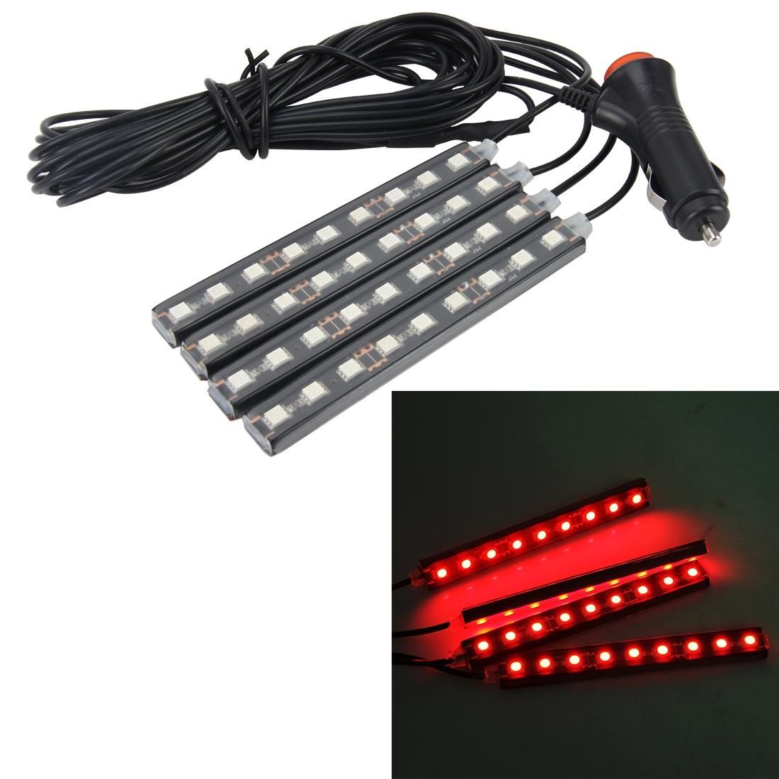 4 in 1 4.5W 36 SMD-5050-LEDs RGB Car Interior Floor Decoration Atmosphere Neon Light Lamp, DC 12V (Red Light)