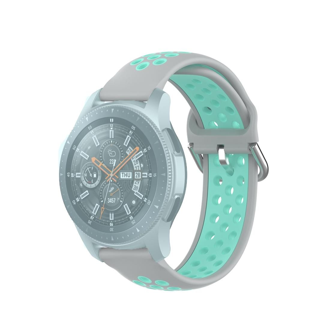 For Huawei Watch GT2 / Honor Magic Watch 2 46mm Universal Sports Two-tone Silicone Replacement Wrist Strap (Grey Green)