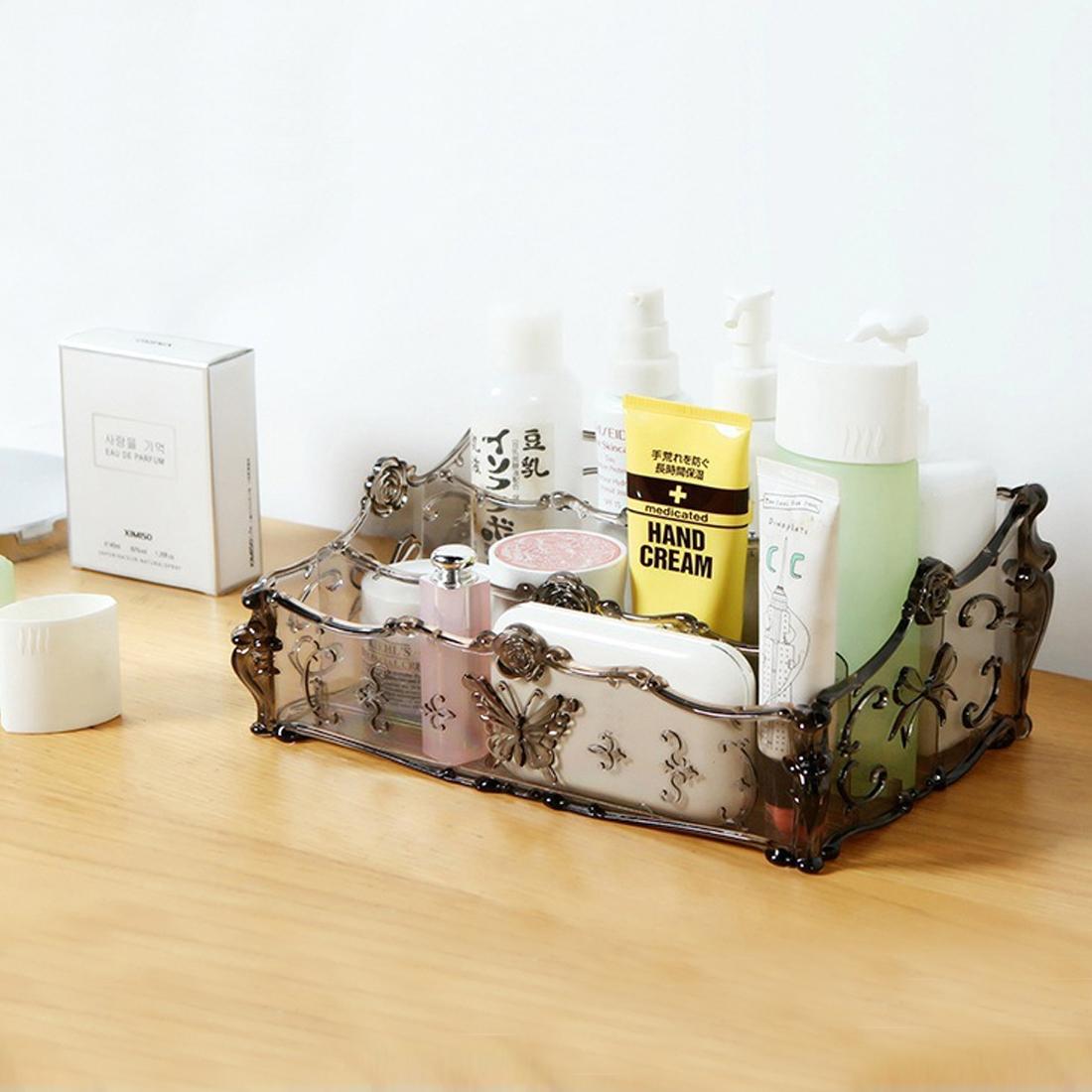 European Style Dresser Plastic Transparent Detachable Beauty Makeup Tools Shelf Storage Box, Size: 25.5*17*10cm