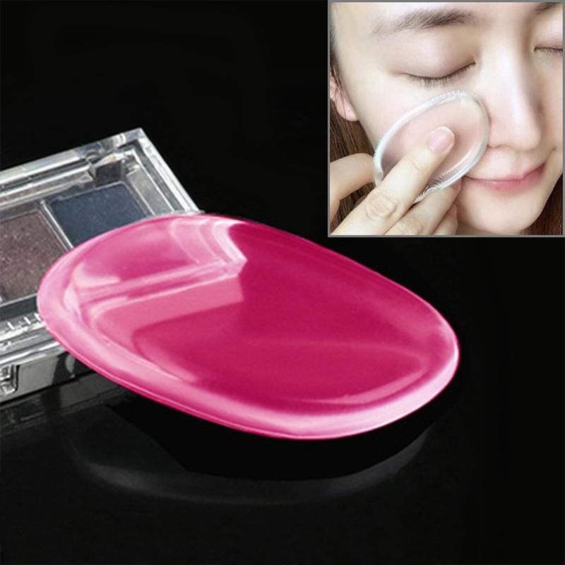 Quadrangle Shaped Great Beauty Facial Makeup Transparent Silicone Smooth Powder Cream Puff (Magenta)