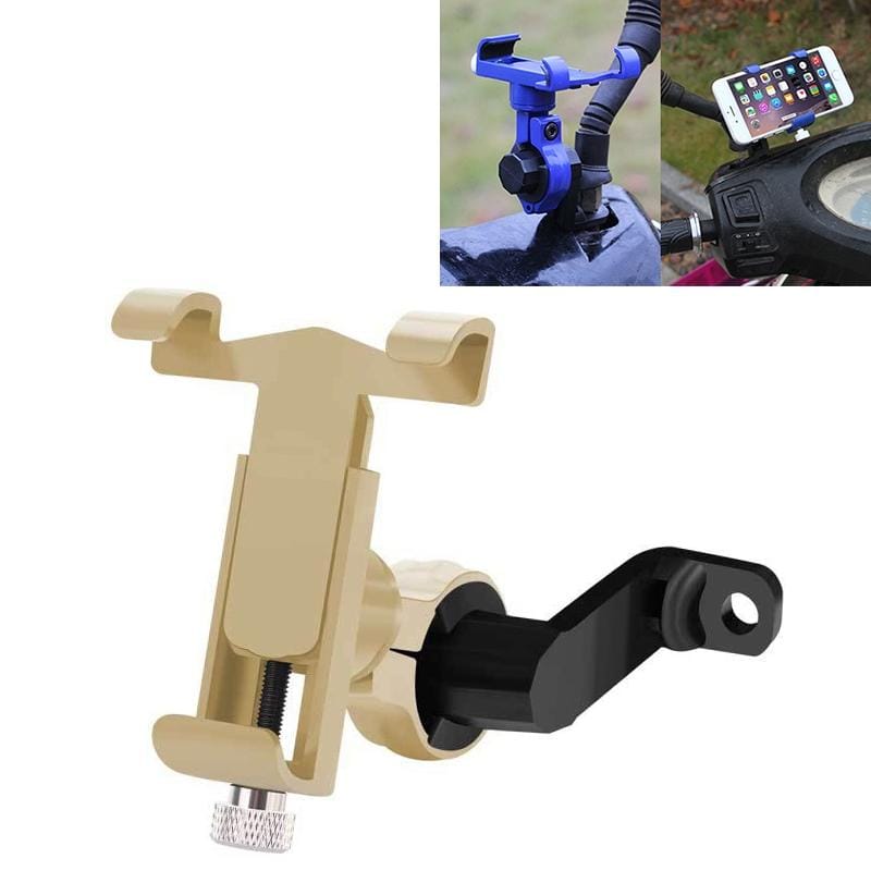 360 Degree Rotatable Aluminum Alloy Phone Bracket for Electric Car / Motorcycle, Suitable for 50-100mm Device (Gold)