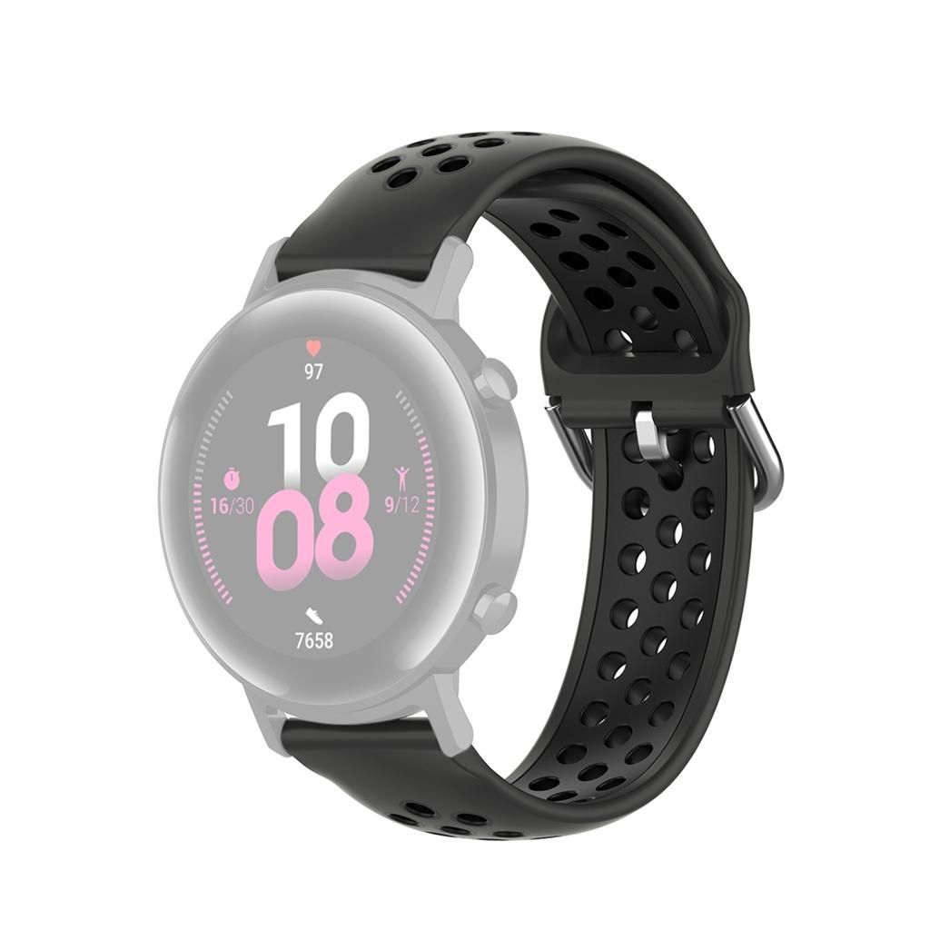 20mm For Huami Amazfit GTS / Samsung Galaxy Watch Active 2 / Huawei Watch GT2 42MM Fashion Inner Buckle Silicone Strap (Coal black black)