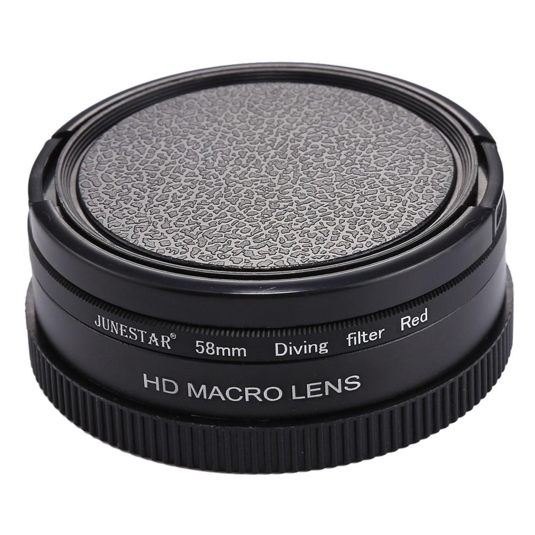 58mm 16X Macro Lens + Red Diving Lens Filter with Lens Cover + Lens Filter Ring Adapter + String + Cleaning Cloth for GoPro HERO4 /3, SJCAM SJ6, Xiaoyi Sport Camera Dive Housing
