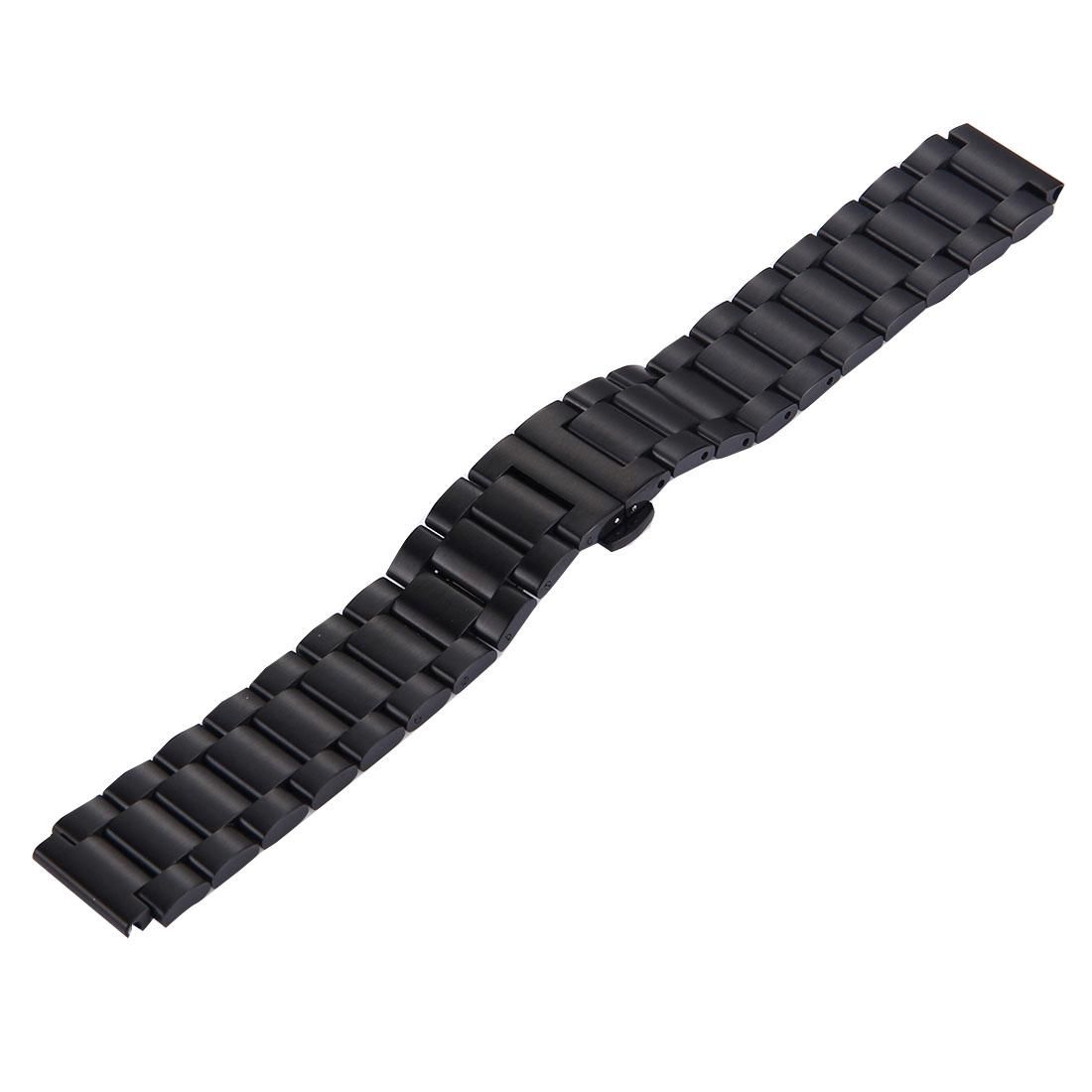 For Huawei Smart Watch Hidden Butterfly Buckle 3 Beads Stainless Steel Watchband (Gold)