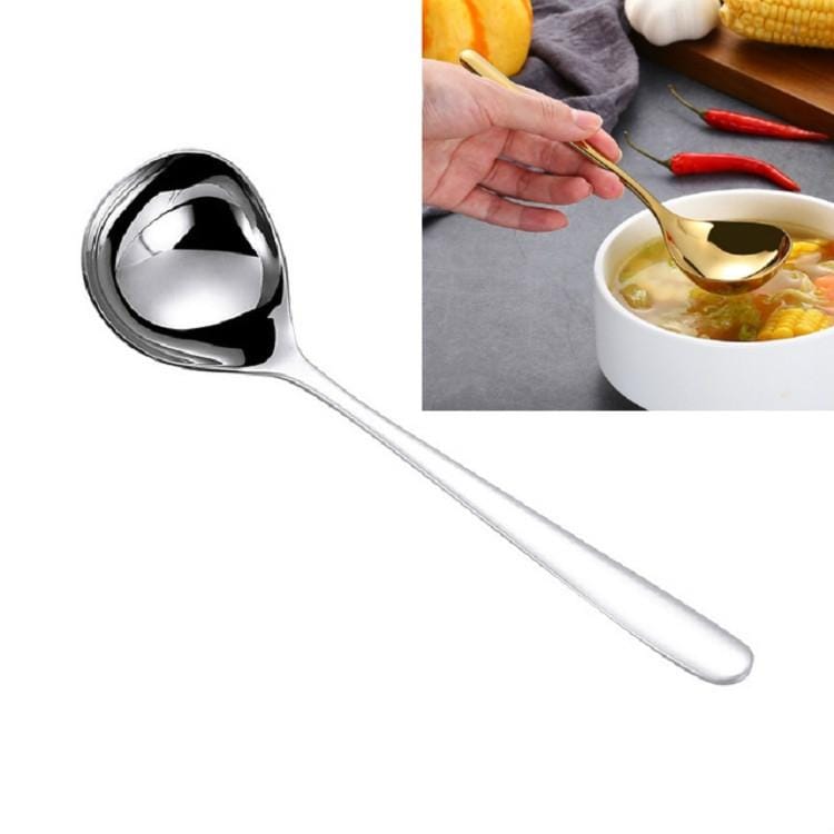 3 PCS Stainless Steel Sauce Spoon Creative Big Head Long Handle Spoon, Color:Original Steel