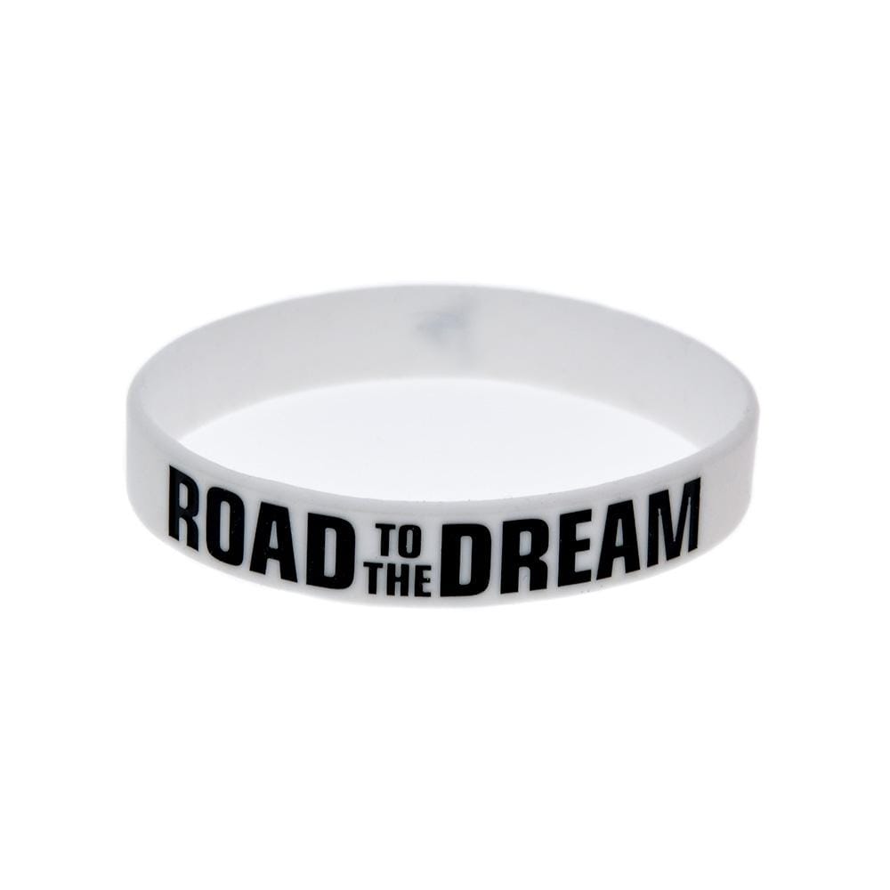 10pcs Road to the Dream Silicone Wristband Ink Filled Logo Bracelet Adult Size (White)