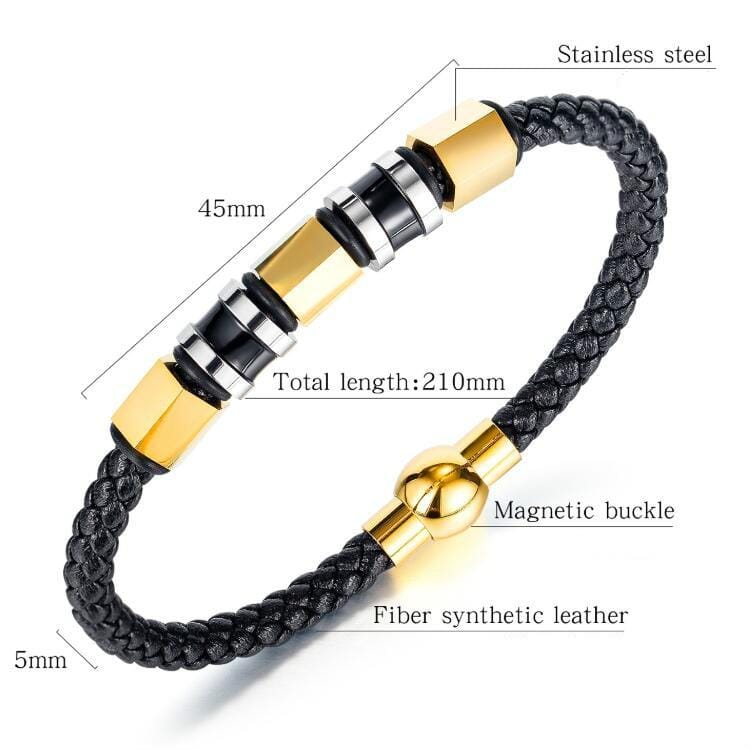 OPK 1399 Braided Leather Rope Bracelet Men Titanium Steel Bracelet, Color:Steel Color