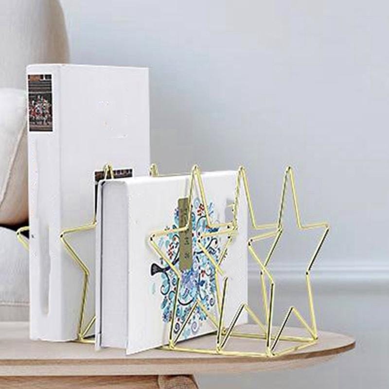 Gold S Shape Electroplated Bookend Desk Organizer Desktop Office Home Bookends Book Holder Book Stand Creative Bookshelf (Gold)