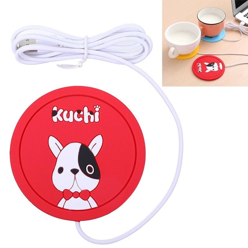 5 PCS Winter Warm Cartoon USB Heating Insulation Coaster Silicone Non-Slip Coastersale (Puppy)