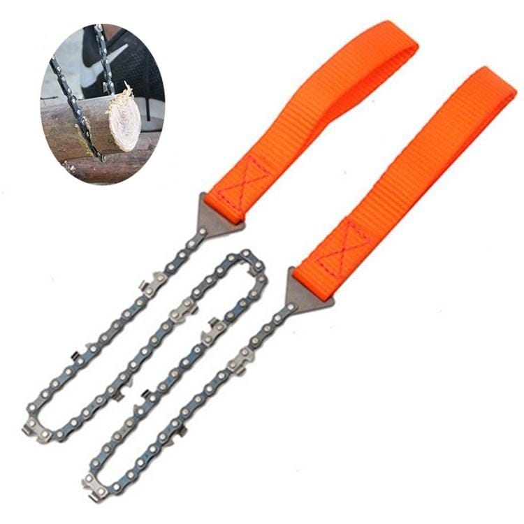 Outdoor Portable Hand-held Wire Saw Field Survival Manganese Steel Chain Saw Multifunctional Logging Saw (11 Teeth Orange)