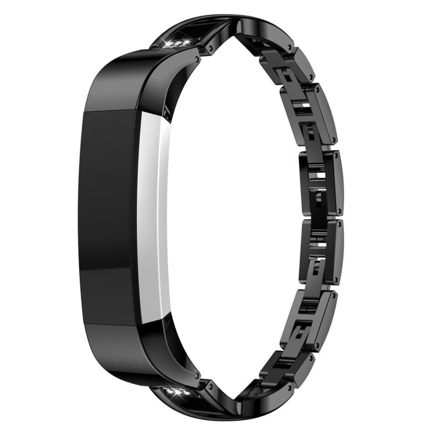 For Fitbit Alta smart watch X-shaped metal strap (black)