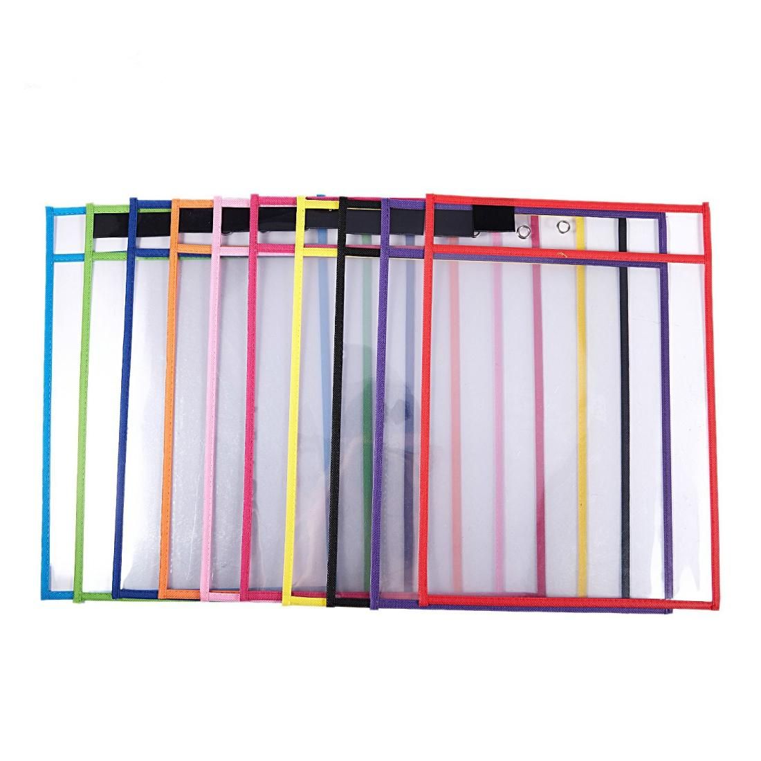 6 Pcs ?Erasable Hanging PVCA4 Transparent Sewing Red Document Dry Erase Bag, Size:21�30cm (Orange)