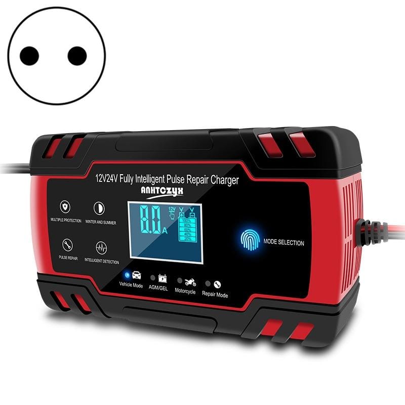 ANHTCzyx 12V 8A  / 24V 4A Automobile Battery Charger Motorcycle Battery Repair Type AGM (EU Plug)