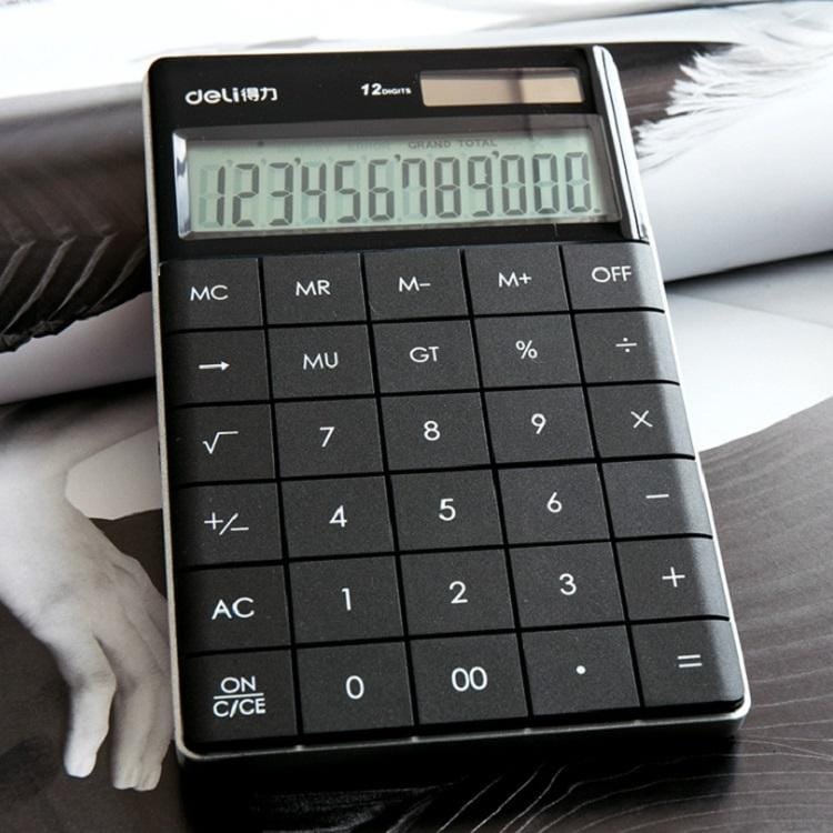 Deli 1589 Solar Large Button Calculator Office Business Colorful Portable Tablet Calculator (Black)