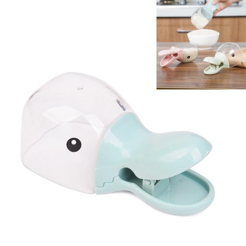 Kitchen Multifunctional Duck Head Shape Plastic Rice Shovel Sealing Clip Household Cute Cartoon Mini Water Scoop (Blue)