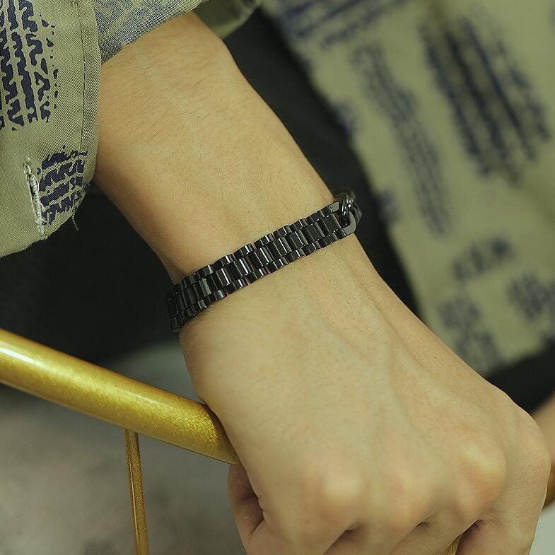 OPK 1091 Men Titanium Steel Bracelet Motorcycle Chain Bracelets, Color:Black