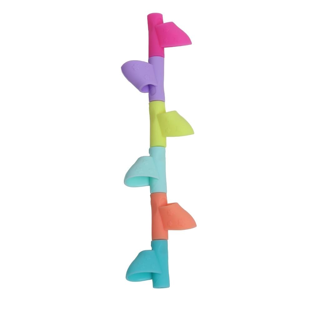 6 PCS / Set?Flowers Pattern Holding Pen Posture Corrector Silicone Pen Case Writing Posture Tools