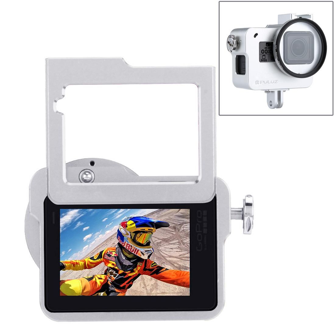 PULUZ Housing Shell CNC Aluminum Alloy Protective Cage with Insurance Frame & 52mm UV Lens for GoPro HERO /7 Black /6 /5 (Silver)