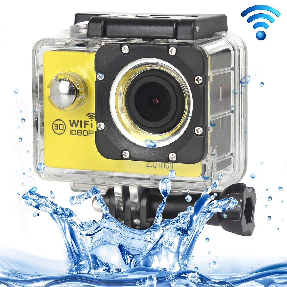 H16 1080P Portable WiFi Waterproof Sport Camera, 2.0 inch Screen,  Generalplus 4248, 170 A+ Degrees Wide Angle Lens, Support TF Card (Yellow)