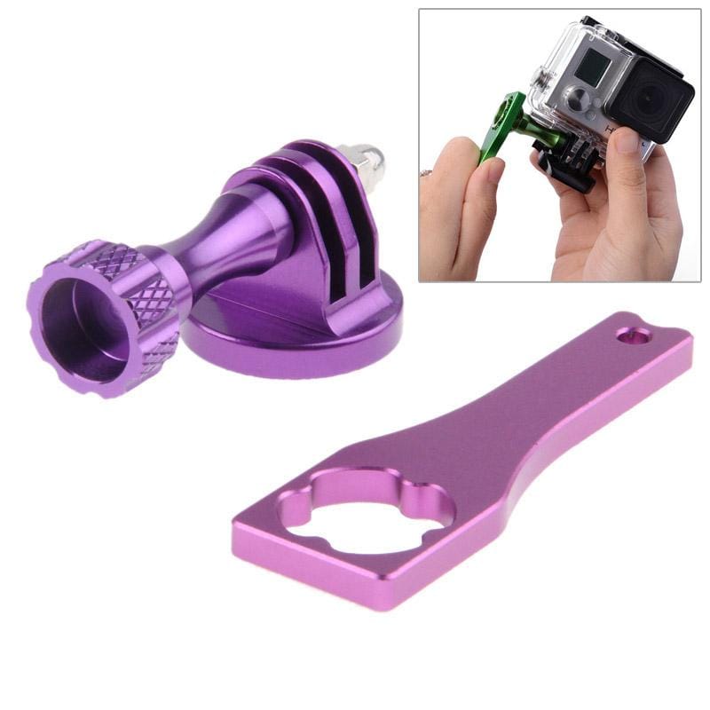 Camera Tripod Mount Adapter + Metal Standard Long Screw + Screw Rod Wrench for GoPro Hero 4 / 3+ / 3 / 2 / 1 (Purple)