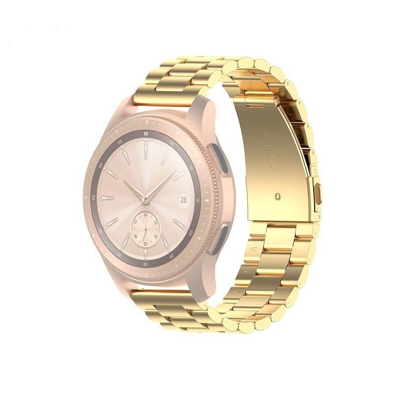 For Huami GTS/Galaxy Watch 42/40/44 Universal Three Beads Stainless Steel Watch Wrist Strap 20mm (Gold)