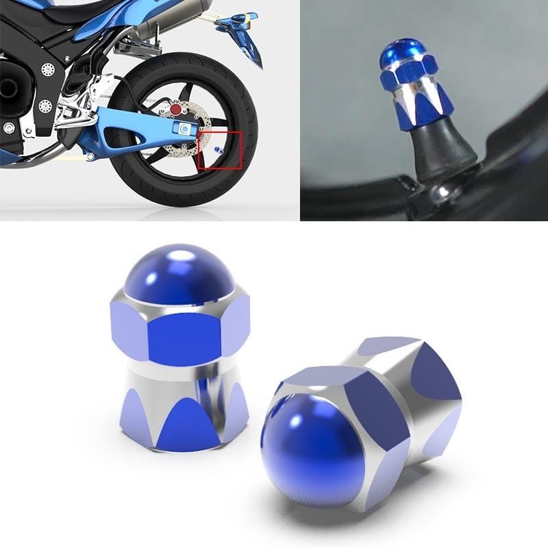 2 PCS Motorcycles Gas Cap Mouthpiece Cover Tire Cap Tire Valve Caps (Blue)