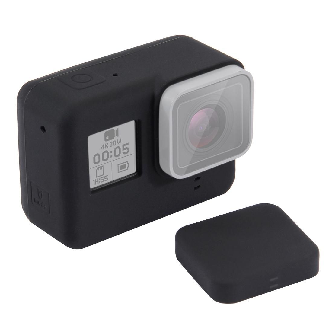 Silicone Protective Case with Lens Cover for GoPro HERO7 Black /7 White / 7 Silver /6 /5 (Black)