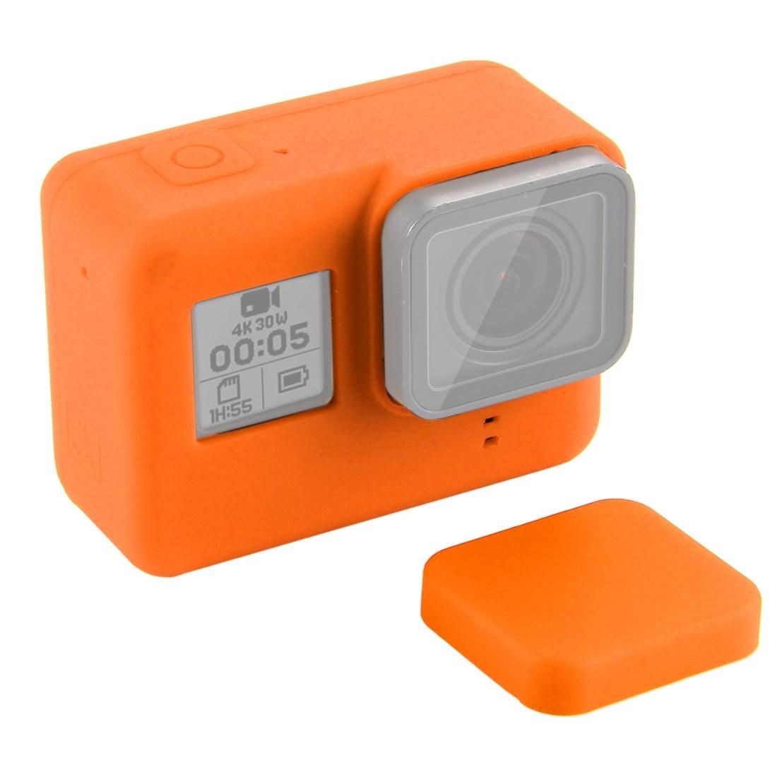 Silicone Protective Case with Lens Cover for GoPro HERO7 Black /7 White / 7 Silver /6 /5 (Orange)