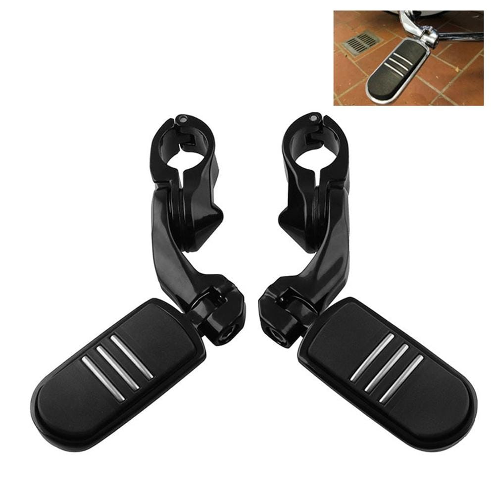 MB-BF007-BK 2 PCS Motorcycle Footrests Footpegs Rear Pedals Set for Harley Davidson 1-1/4 inch  Engine Guard