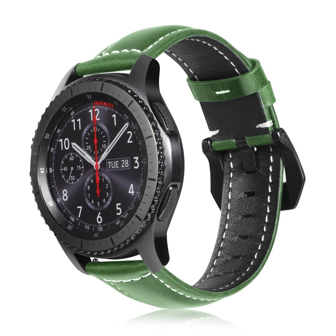 For Samsung Galaxy Watch Active 2 22mm Tree Leather Sports Strap (Green)