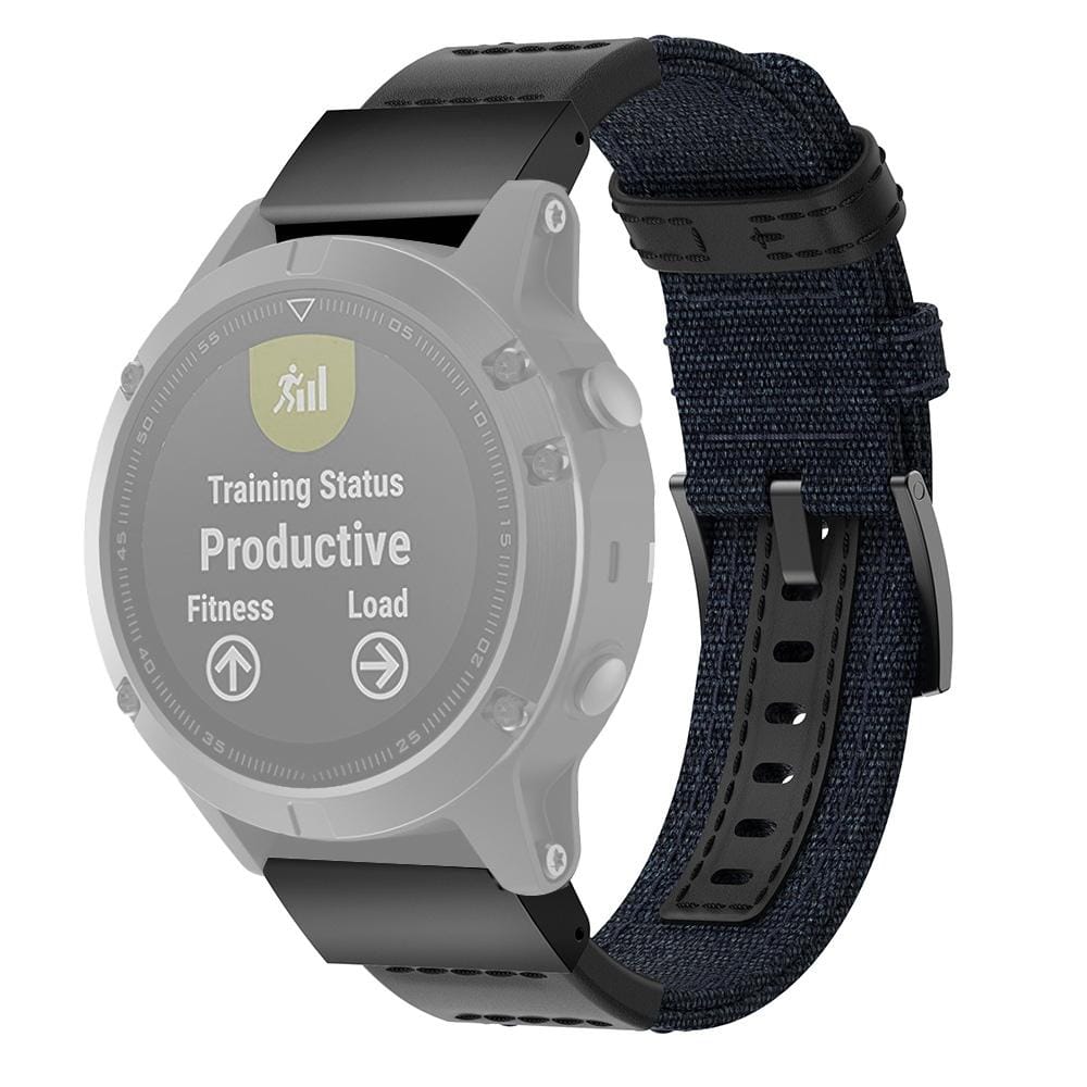 Canvas and Leather Wrist Strap Watch Band for Garmin Fenix5 Plus, Wrist Strap Size:150+110mm (Brown)
