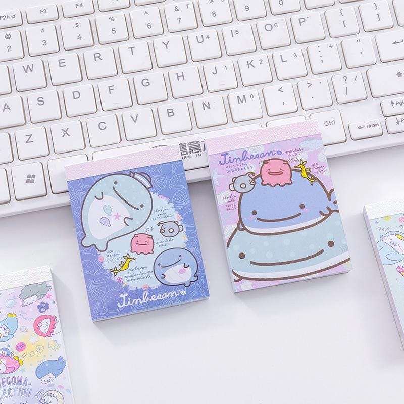 4 PCS Cute Cartoon Ocean Whale Memo Pad N Times Sticky Notes Memo Notepad Bookmark Gift Stationery, Random Style Delivery