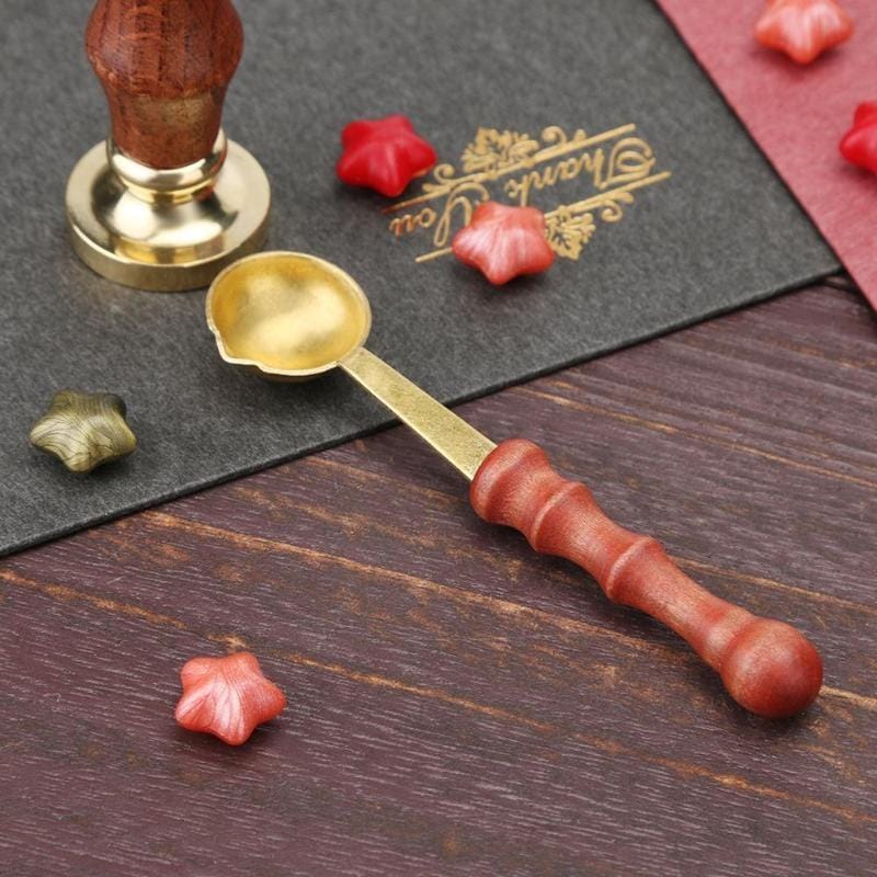 5 PCS Retro Seal Fire Paint Seal Spoon Wooden Melting Wax Dedicated Measuring Spoon