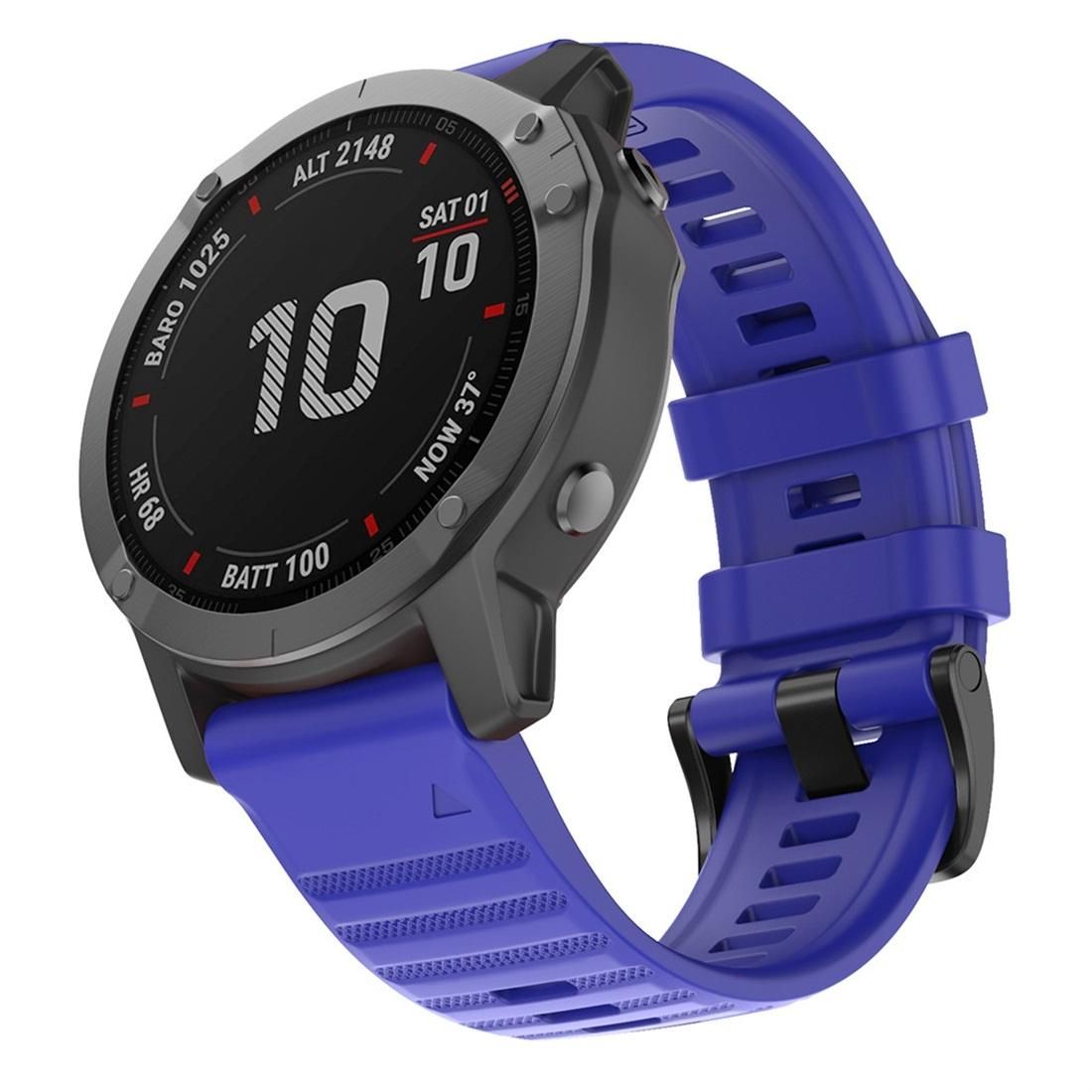 For Garmin Fenix 6 22mm Silicone Smart Watch Replacement Strap Wristband (Sapphire Blue)